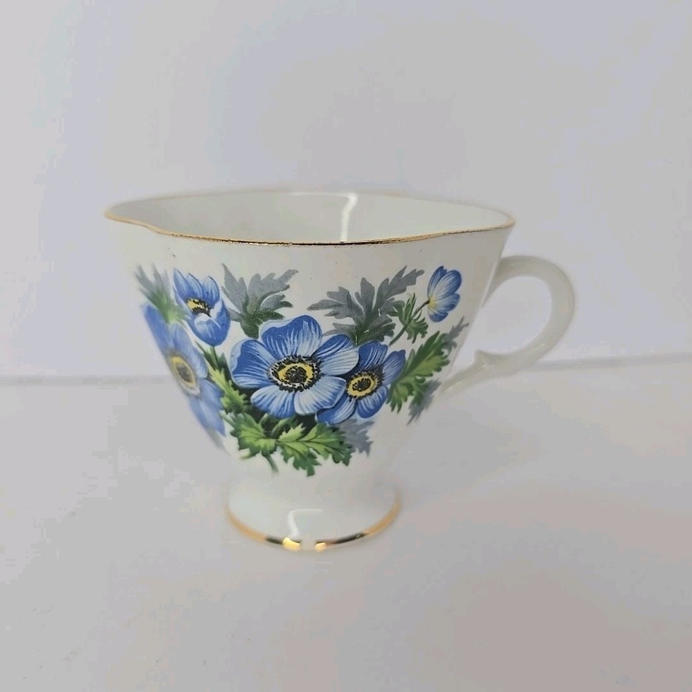 Vtg Clarence Bone China Cup Coffee Tea Footed Blue Flowers Pristine Replacement